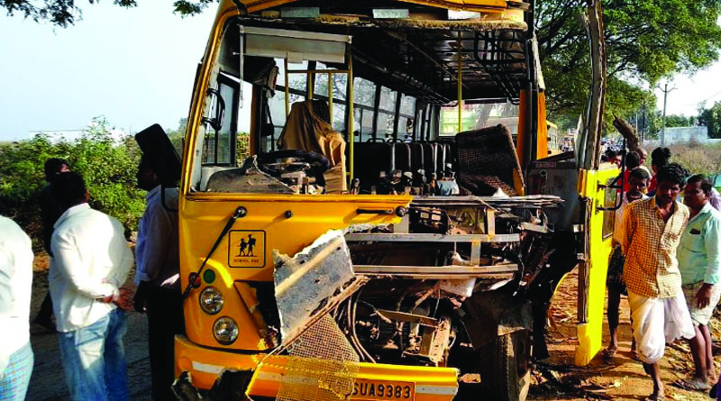 School bus accident in nizamabad