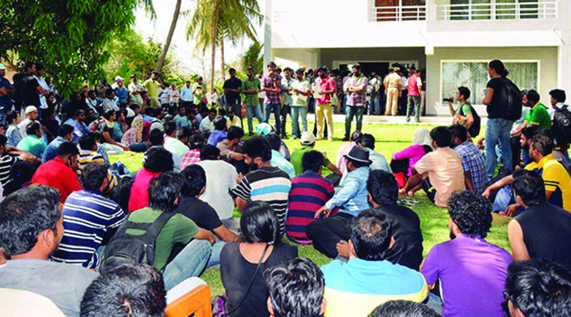 Students protest at Hyderabad Central University
