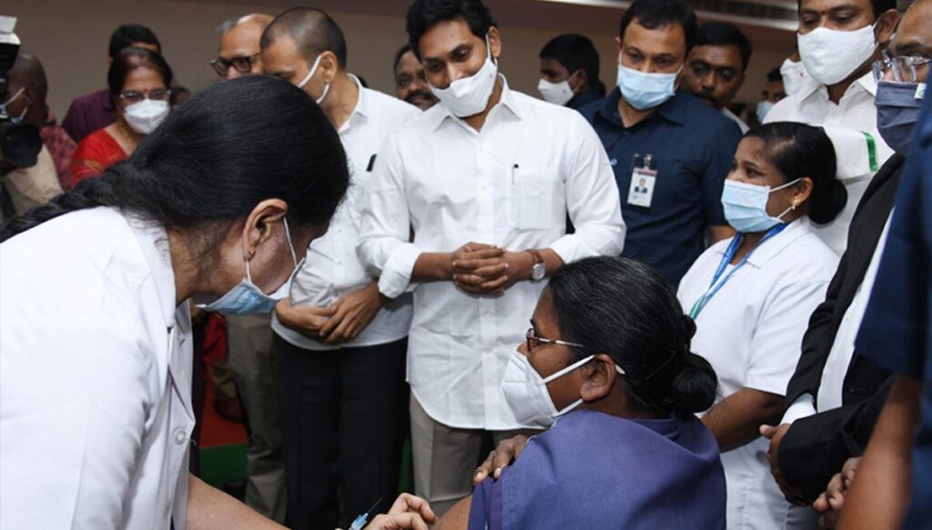 AP CM Jagan launches vaccination in Vijayawada