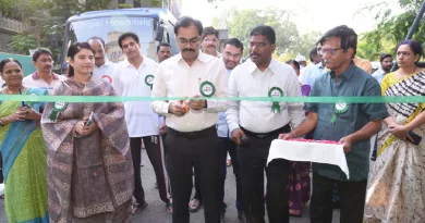 Collector M. Venugopal Reddy is starting a medical camp in Guntur Collectorate on Saturday. Joint Collector G. Rajakumari, DRO Chandra Shekhar Rao and others can be seen in the photo